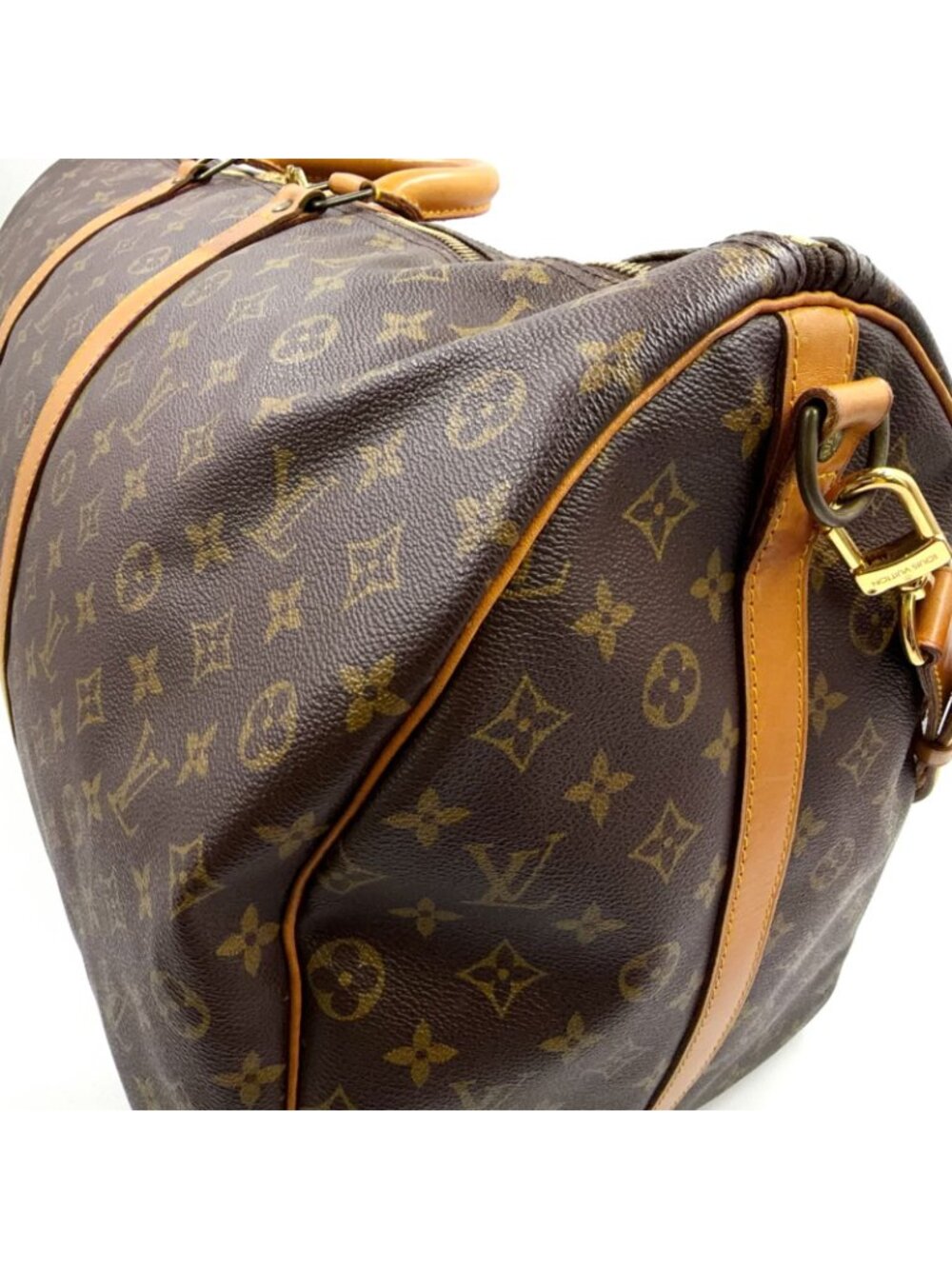 Louis Vuitton Keepall Bandouliere 60 Monogram Leather Brown Boston Bag Gold - Picture 15 of 15